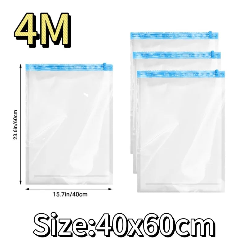 Travel Compression Vacuum Bags – Reusable Roll-Up Space Saver Bags for Luggage, Clothes & Bedding