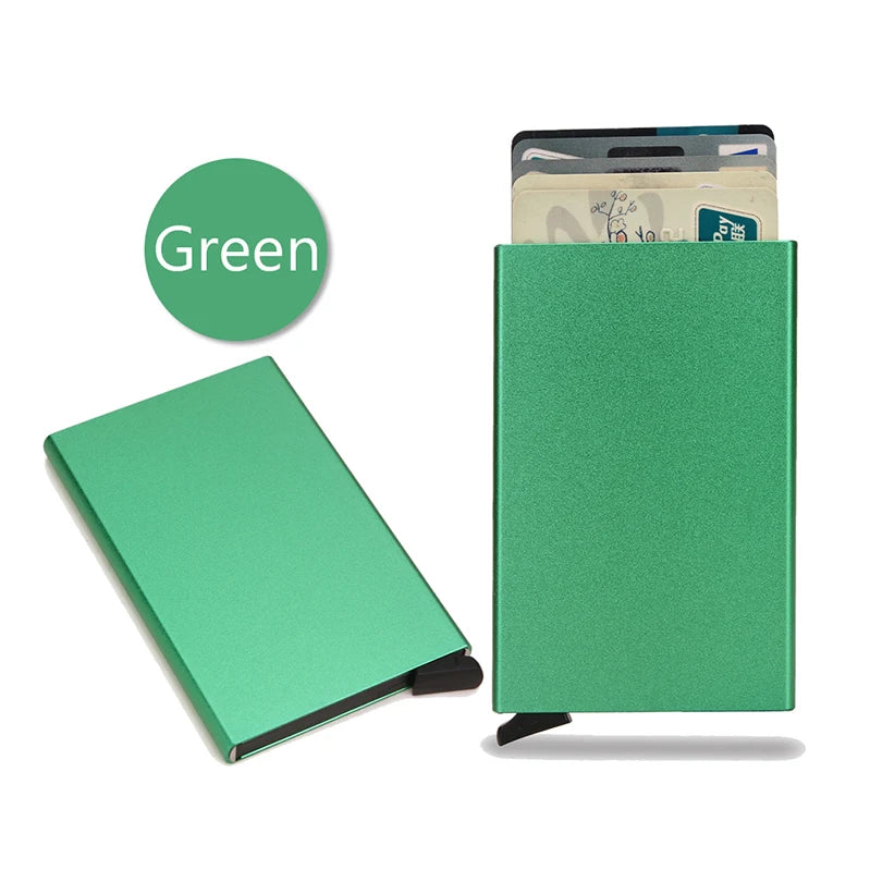 RFID Metal Pop-Up Card Holder Wallet – Slim Minimalist Small Black Unisex