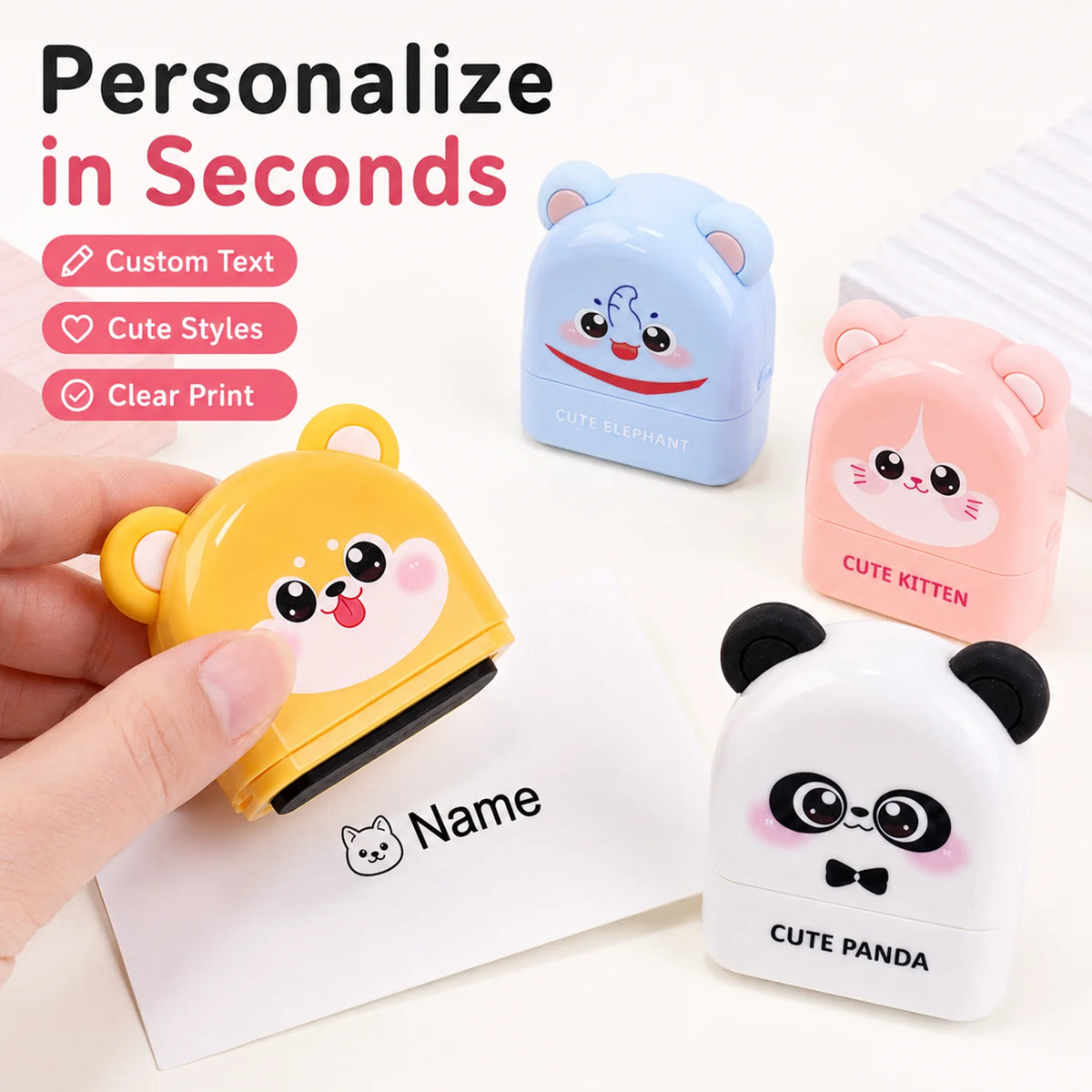 Personalized Waterproof Name Stamp for Kids – Self-Inking Clothing & School Bag Labels