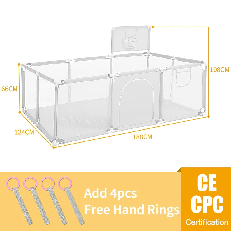 Baby Playpen Play Yard 125×125×68 cm (49.2×49.2×26.8 in) Thick Steel Frame Cloth Baby Fence for Infants & Toddlers