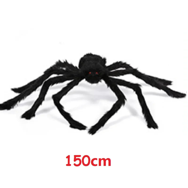 Giant Round Spider Web (150–250 cm / 59–98 in) with Large Hairy Fake Spider – Halloween Yard & Door Scare Prop