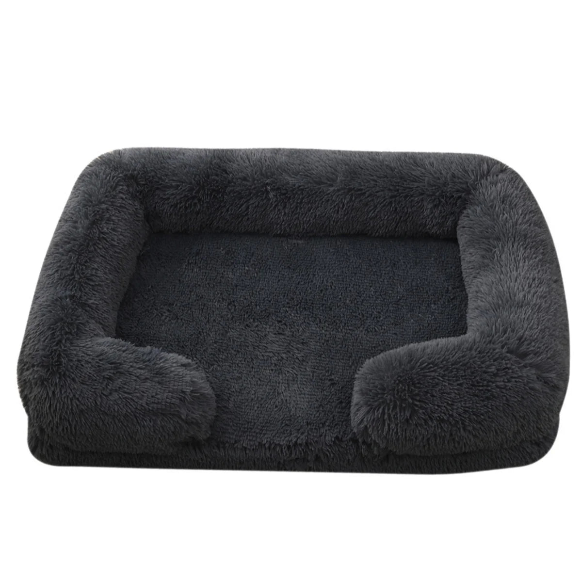 Square Plush Dog Bed with Memory Foam – Thickened Winter Pet Sofa Bed with Removable Cover (S/M/L/XL)
