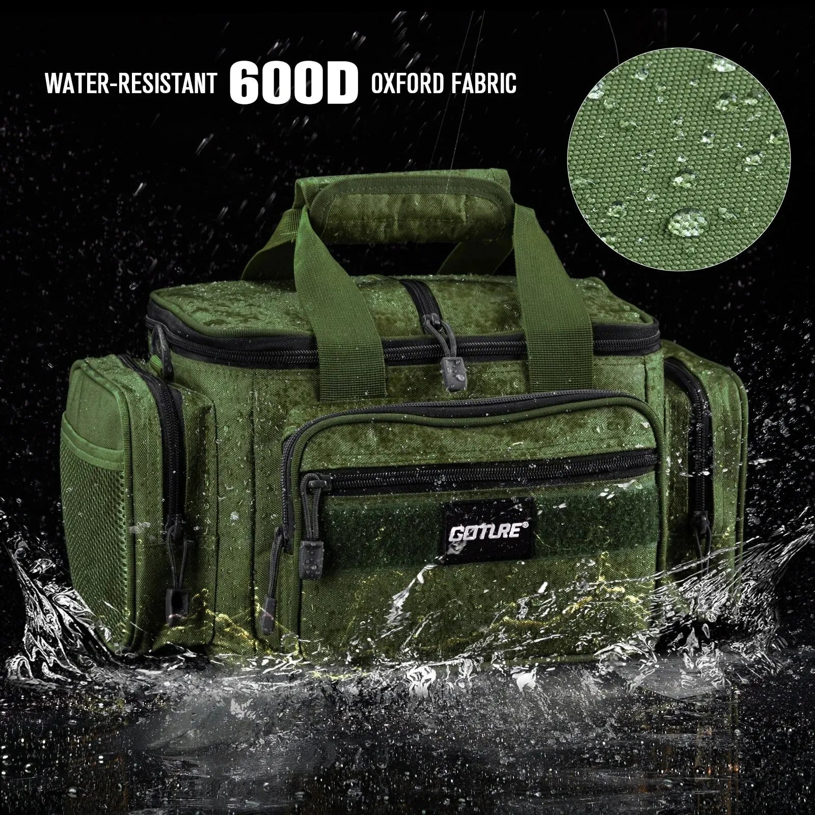 Fishing Tackle Bag 14.96 x 9.05 x 7.48 in (38 x 23 x 19 cm) High-Capacity 600D Oxford Shoulder Backpack for Fishing, Camping & Cycling