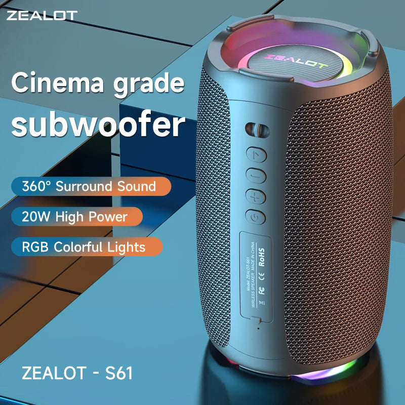 Portable Bluetooth Speaker 20W — IPX6 Waterproof, Bluetooth 5.2, 12H Battery, Outdoor Bass
