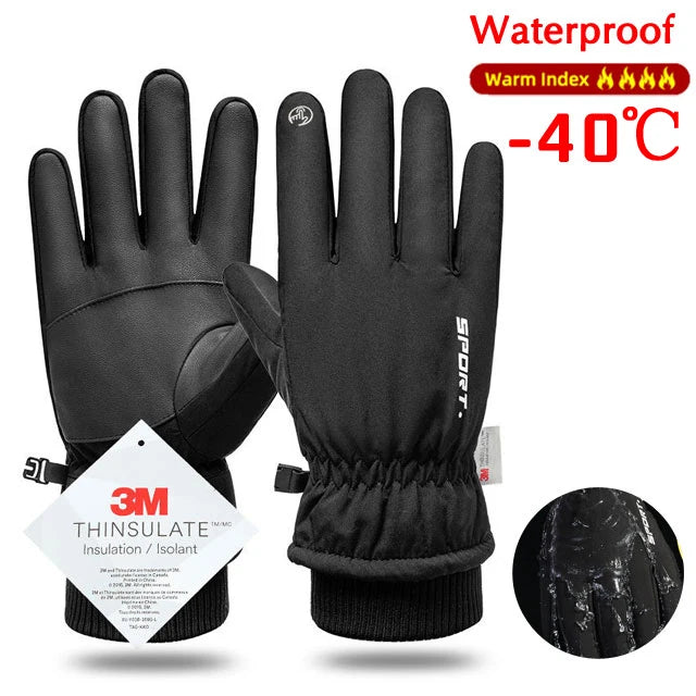 Waterproof Winter Cycling Gloves — Touchscreen, Windproof, Non-Slip Fleece-Lined Full-Finger Gloves for Motorcycling & Outdoor Sports