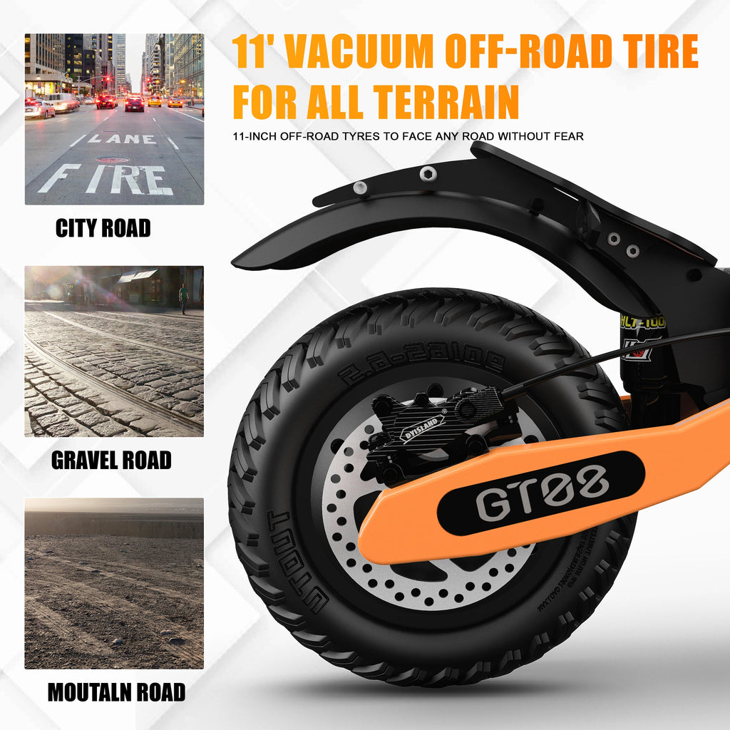 Dual Motor 5600W Adult Electric Scooter — Up to 46 MPH (74 km/h), 60V 27Ah Foldable eScooter with Seat, 11-inch (28 cm) Off-Road Tires
