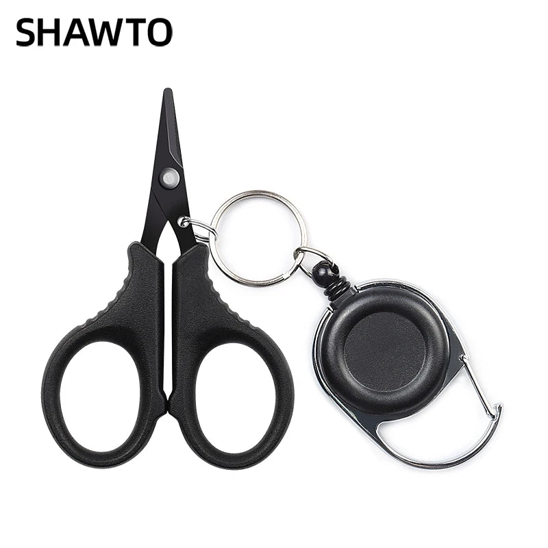 Fishing Line Scissors Keychain - Serrated Stainless Steel Blade, Titanium-Coated Corrosion-Resistant, Blunt Tip (9.5 x 6.27 cm / 3.74 x 2.47 in)