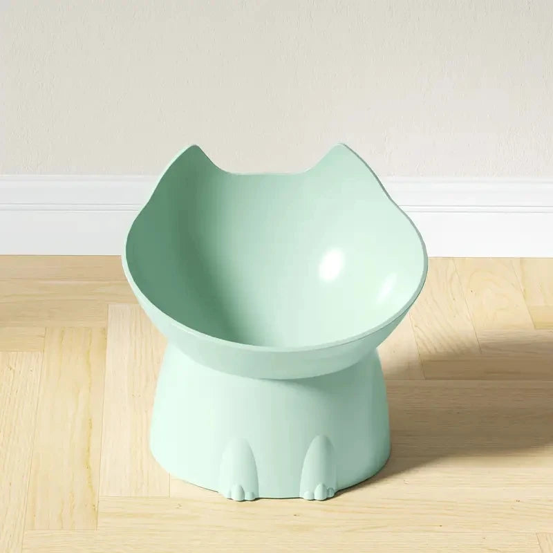 Elevated Cat Bowl 1-Pack – Anti-Tip Raised Pet Feeder with Tilted Edge for Neck Protection