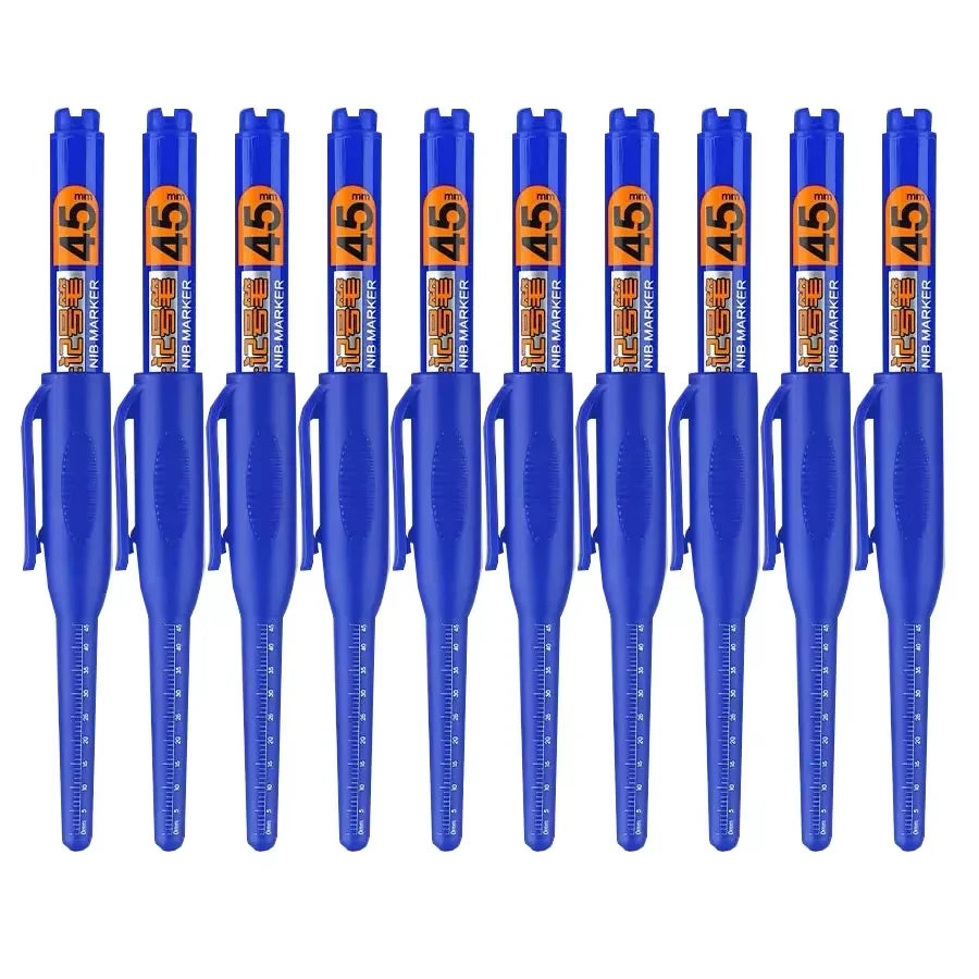 Waterproof Carpenter & Tile Marker Pen 45mm Long Nib — Deep-Hole Woodworking Marker, Black Blue Red (1–6 Pack)