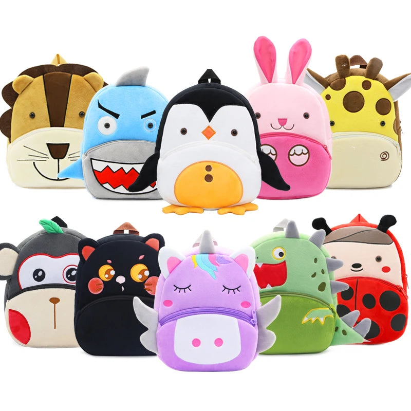 Cute Plush Animal Kids Backpack - Cartoon School Bag for Girls & Boys, Soft Preschool Backpack
