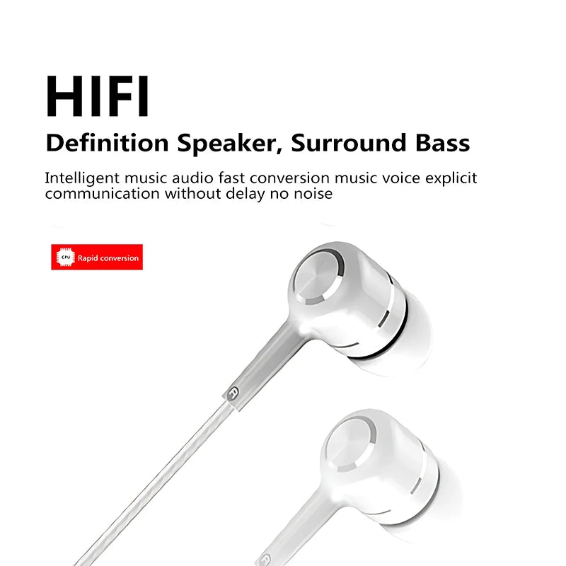 3.5mm Wired In-Ear Headphones with Microphone - HiFi Heavy Bass Stereo Earbuds for Gaming & Sports
