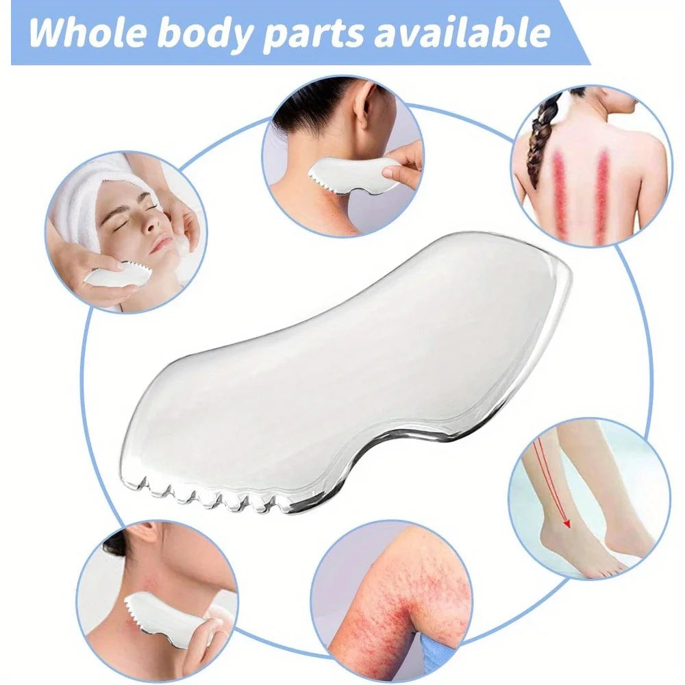 Stainless Steel Gua Sha Facial Tool – Metal Guasha Board for Jawline Sculpting & Lymphatic Massage