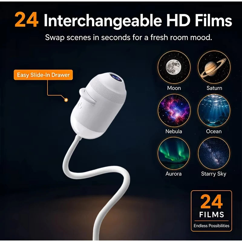 USB Starry Sky Galaxy Projector Lamp – 360° Adjustable Night Light for Bedroom, Home & Car
