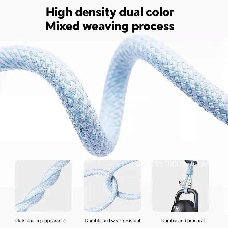Universal 3-in-1 Fast Charging Cable 100W USB-C Lightning Micro USB Braided 1m/1.5m