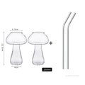 Mushroom Cocktail Glass with Straw - Clear Creative Drinkware for Cocktails, Beer & Iced Coffee