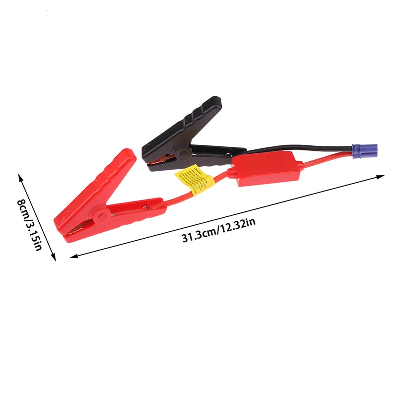 Car Jump Starter Cable – 12.3 in (31.3 cm) Portable 12V Battery Booster Cable with EC5 Plug & Alligator Clamps