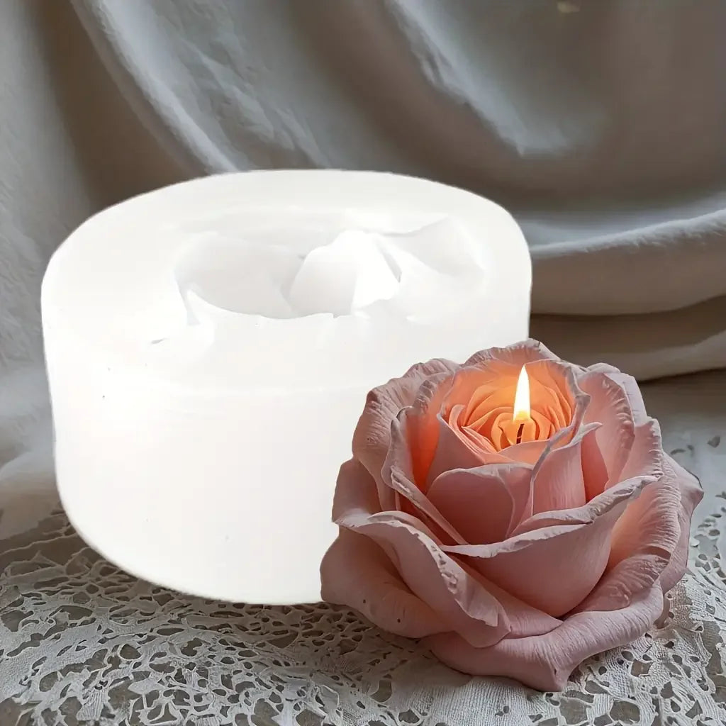1 Reusable Rose S1-Pack Rose Silicone Mold for Soap, Candle, Clay & Plaster Crafts, Layered Petal Realistic Center, Flexible Reusable DIY Mold