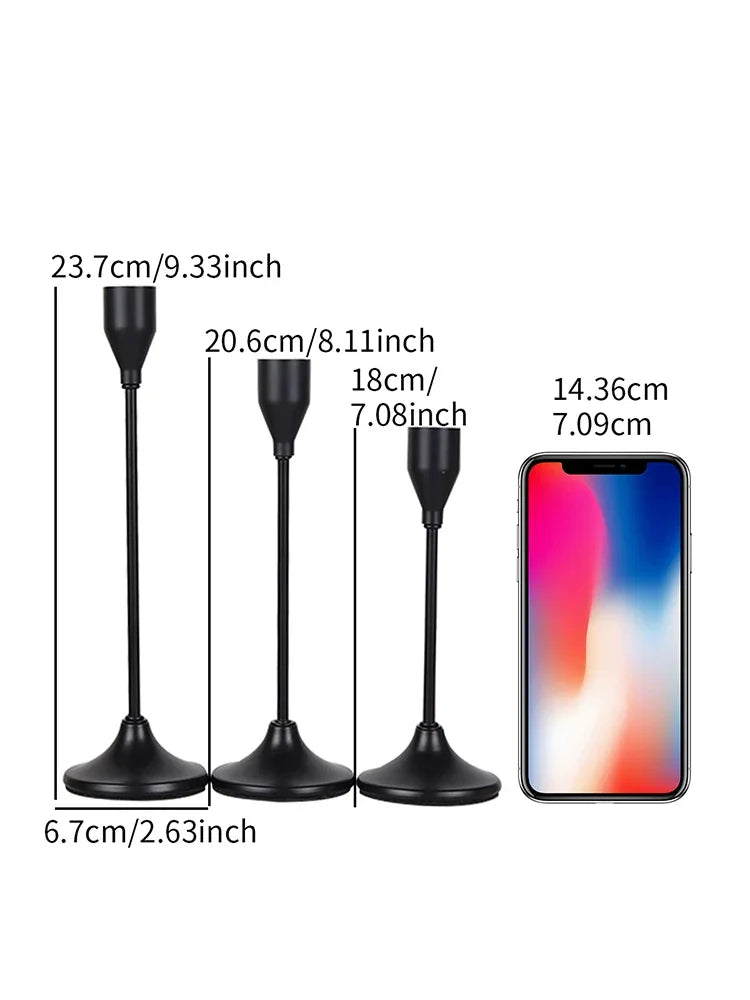 3-Piece European Style Metal Candle Holders Set for Wedding Table, Home & Christmas