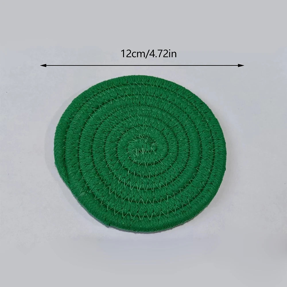 Woven Cotton-Linen Drink Coaster - Heat Resistant, Absorbent Cup Mat for Tabletop Protection