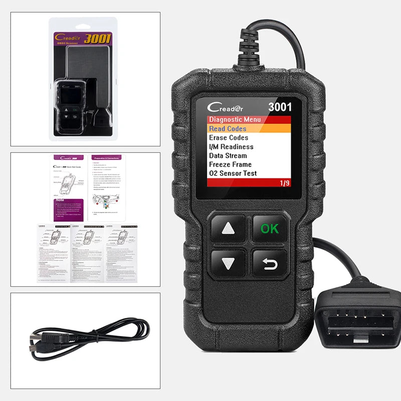 Full OBD2 Car Code Reader Scanner – Multilingual Handheld Engine Diagnostic Tool with Free Lifetime Updates