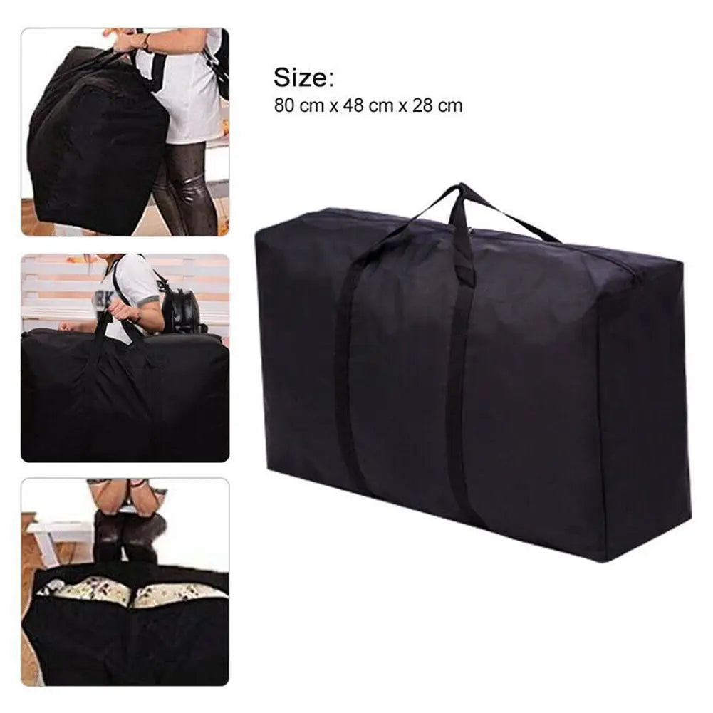 Large Waterproof Foldable Travel Clothes Storage Bag - Zippered Oxford Luggage Organizer 80 x 48 x 25 cm (31.5 x 18.9 x 9.8 in)
