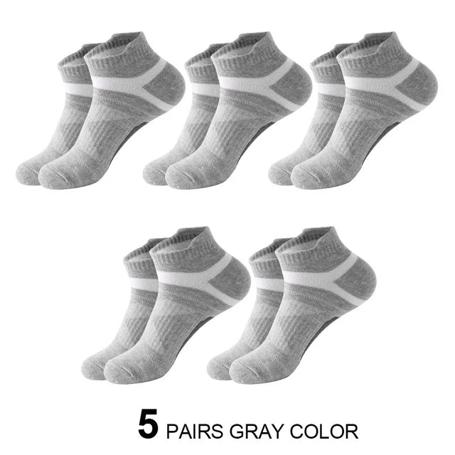 5-Pack Men’s Breathable Cotton Ankle Socks – Summer Casual Running Sports Socks, Sizes 38–45