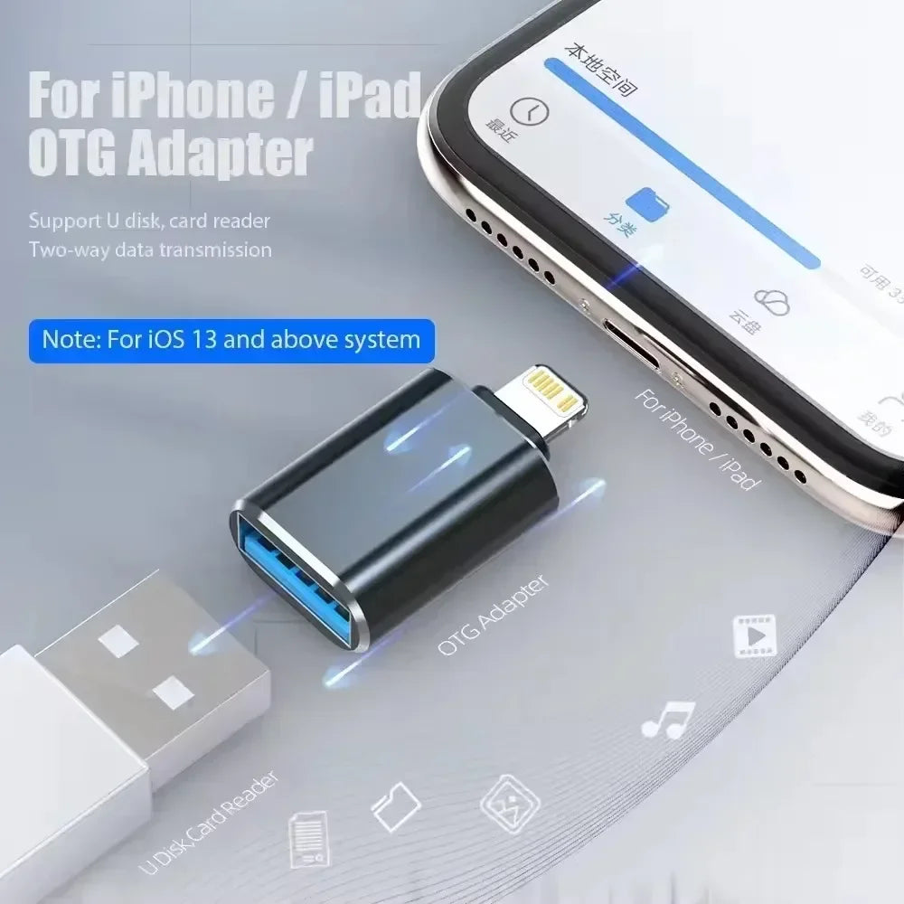 USB 3.0 OTG Lightning Adapter for iOS Devices — Lightning Male to USB 3.0 (iOS 13+)