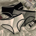 3-Pack Cotton Women's Mid-Waist Briefs - Triangle Sports Minimalist Underwear, White & Black
