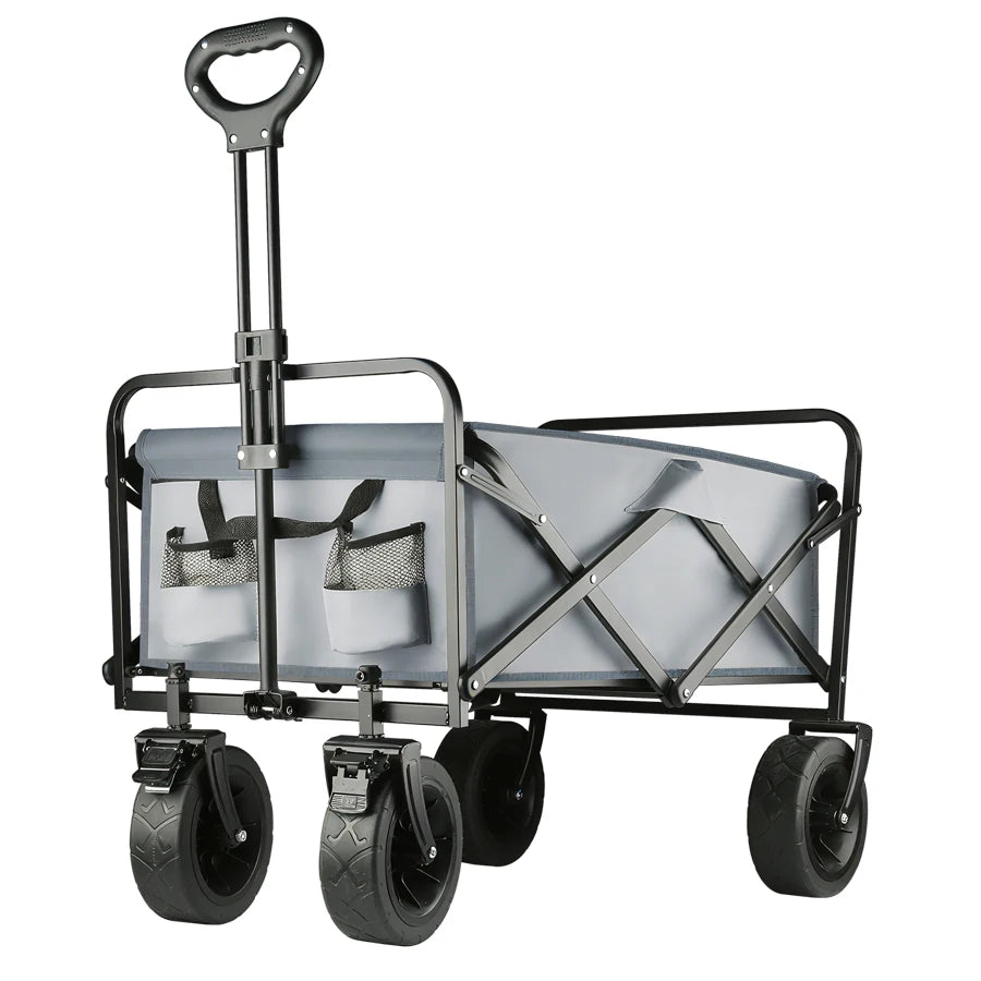 Heavy-Duty Collapsible Folding Beach Wagon Large Capacity Portable Utility Cart with All-Terrain Wheels