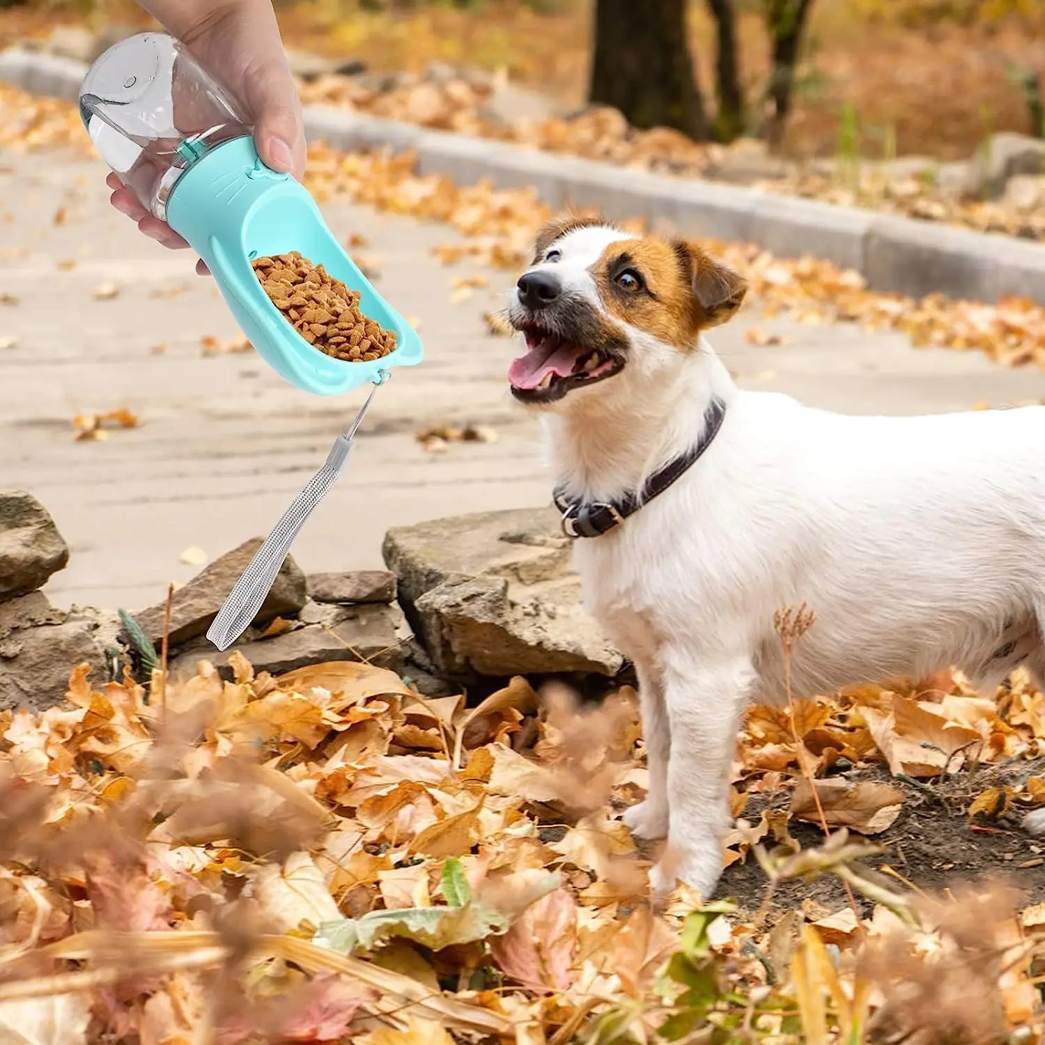 Dog Water Bottle Pet Dispenser with Detachable Food Container Leak-Proof Lock for Travel and Hiking