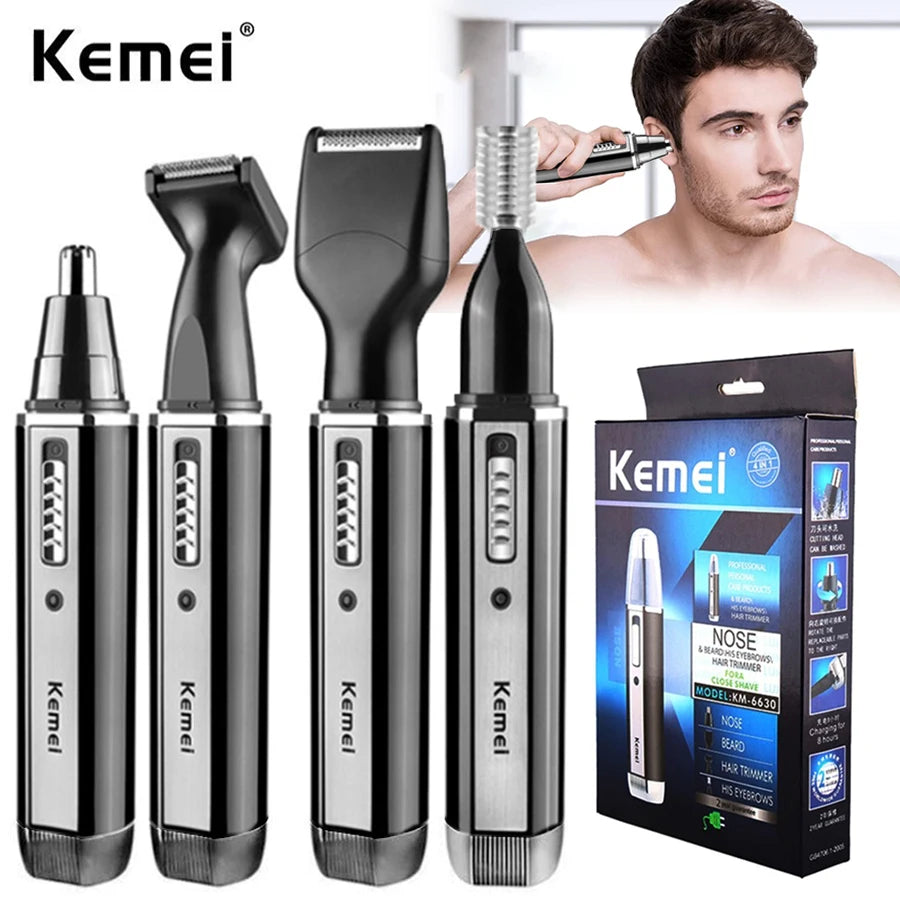 4-in-1 Cordless Rechargeable Nose, Ear, Beard & Hair Trimmer Grooming Kit