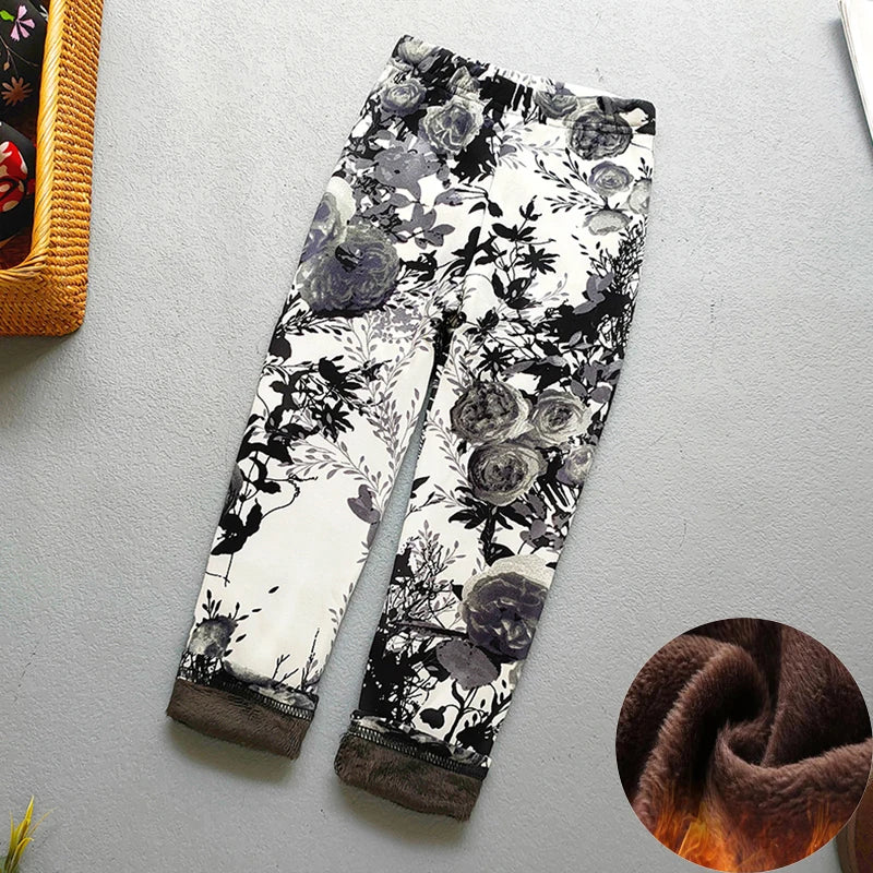 Kids Warm Fleece-Lined Cartoon Leggings Thick Plus Velvet Winter Pants Ages 4-6