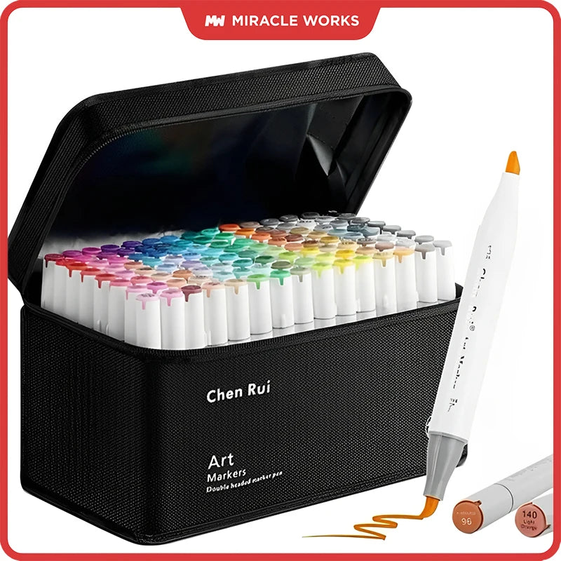 Dual Tip Alcohol Art Marker Set – 168 Colors (Brush & Broad Tips) for Drawing, Coloring & Illustration