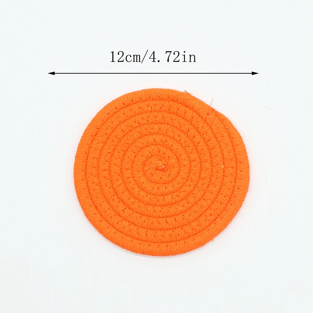 Woven Cotton-Linen Drink Coaster - Heat Resistant, Absorbent Cup Mat for Tabletop Protection