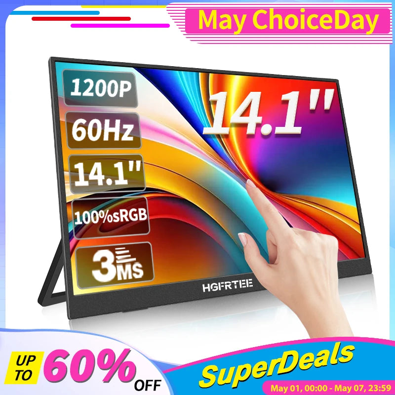 14.1-inch (36 cm) Portable IPS Monitor — Touchscreen Option, 1920x1200 WUXGA, USB-C & HDMI for Laptop, Xbox, PS4/PS5, Switch