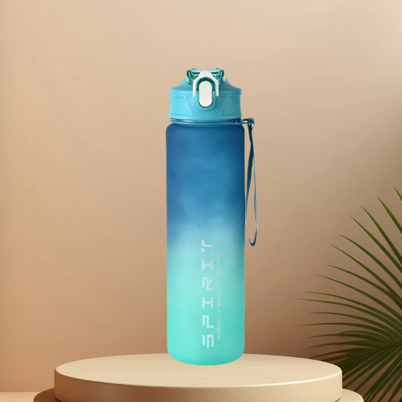 750–800ml Time-Tracking Sports Water Bottle with Straw, Leak-Proof Locking Flip Lid & Carry Strap (25–27 fl oz)