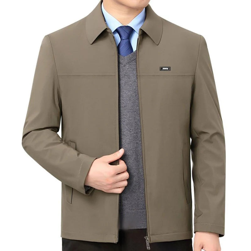 Men's Business Casual Zipper Blazer Jacket - Smart Casual Outerwear for Spring & Autumn