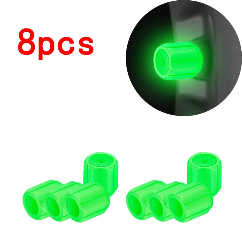 Luminous Tire Valve Caps - 6-Color LED Glowing Wheel Valve Caps for Car & Motorcycle (4/8/20-Pack)
