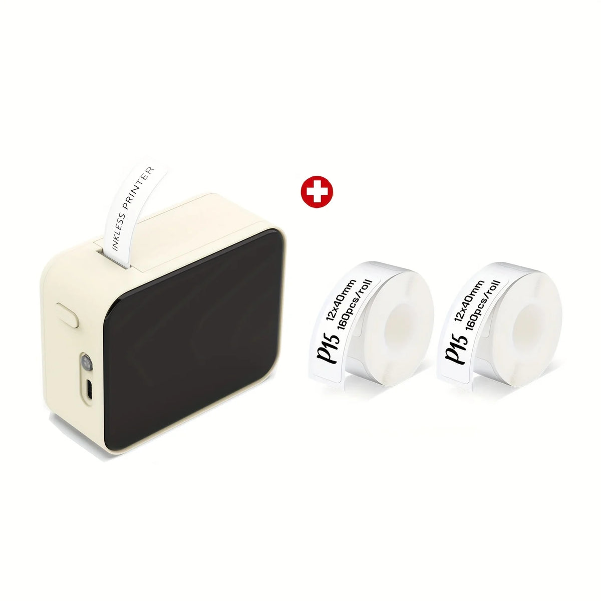 Mini Bluetooth Thermal Label Printer Portable Inkless 15mm (0.59in) Rechargeable Type-C