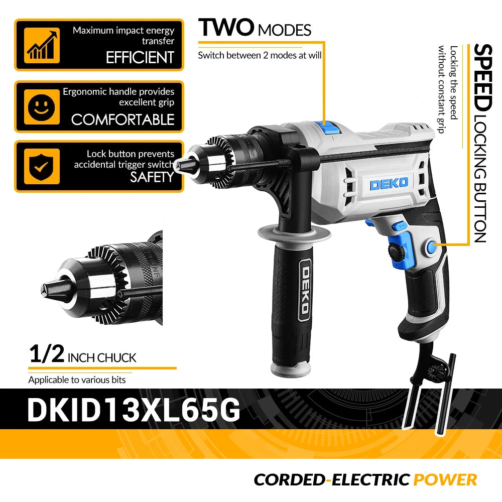 Professional Impact Drill 650W 220V 2-Function Drill & Screwdriver 0-3000 RPM