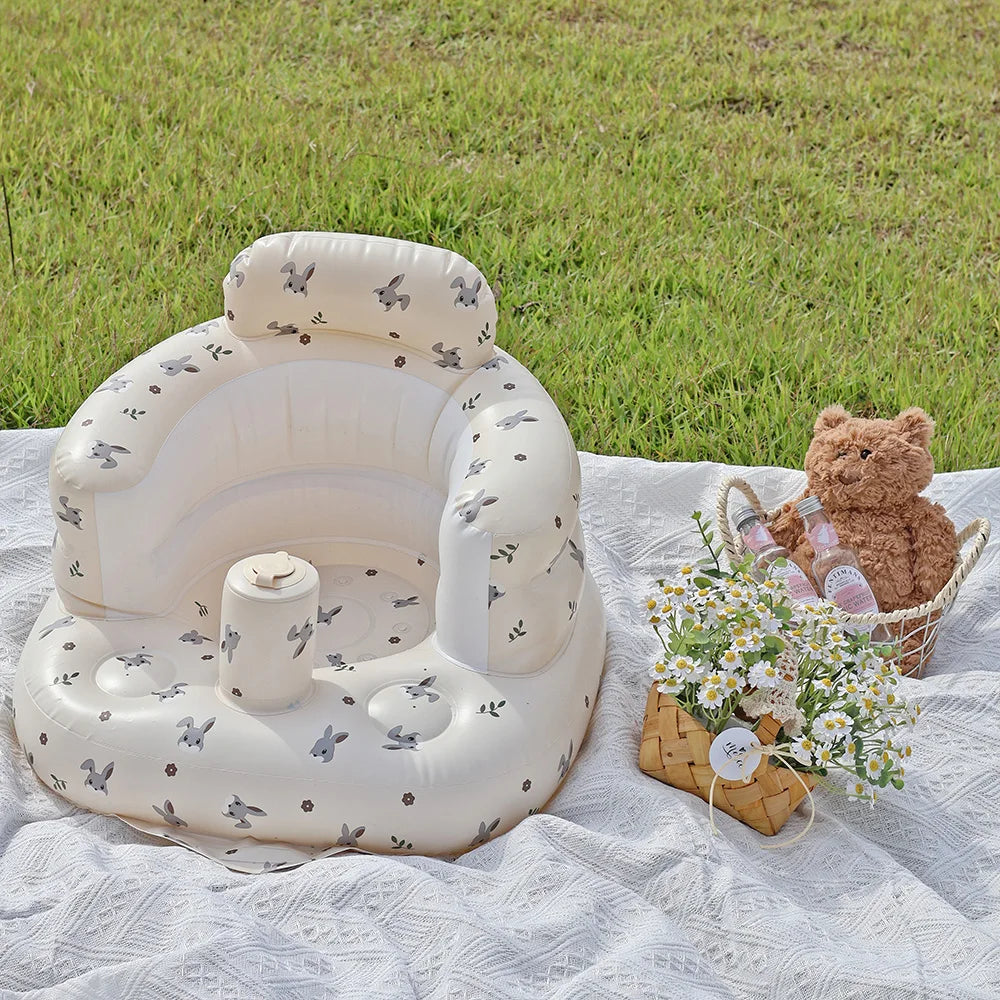Portable Inflatable Baby Seat — PVC Infant Sofa & Bath Stool, Multifunctional Learning/Sitting Practice Chair (57×48×35 cm / 22.4×18.9×13.8 in)