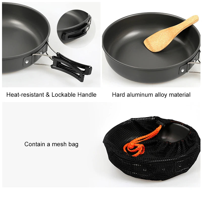 Aluminum Camping Frying Pan with Foldable Handle – Portable Outdoor Hiking Cookware & Picnic Skillet