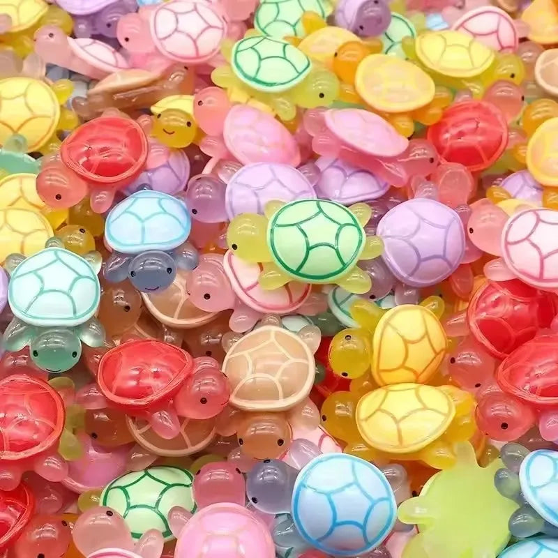 Mini Luminous Turtle Ornaments 20/50/100-Pack Glow-in-the-Dark Resin Garden & Aquarium Decor