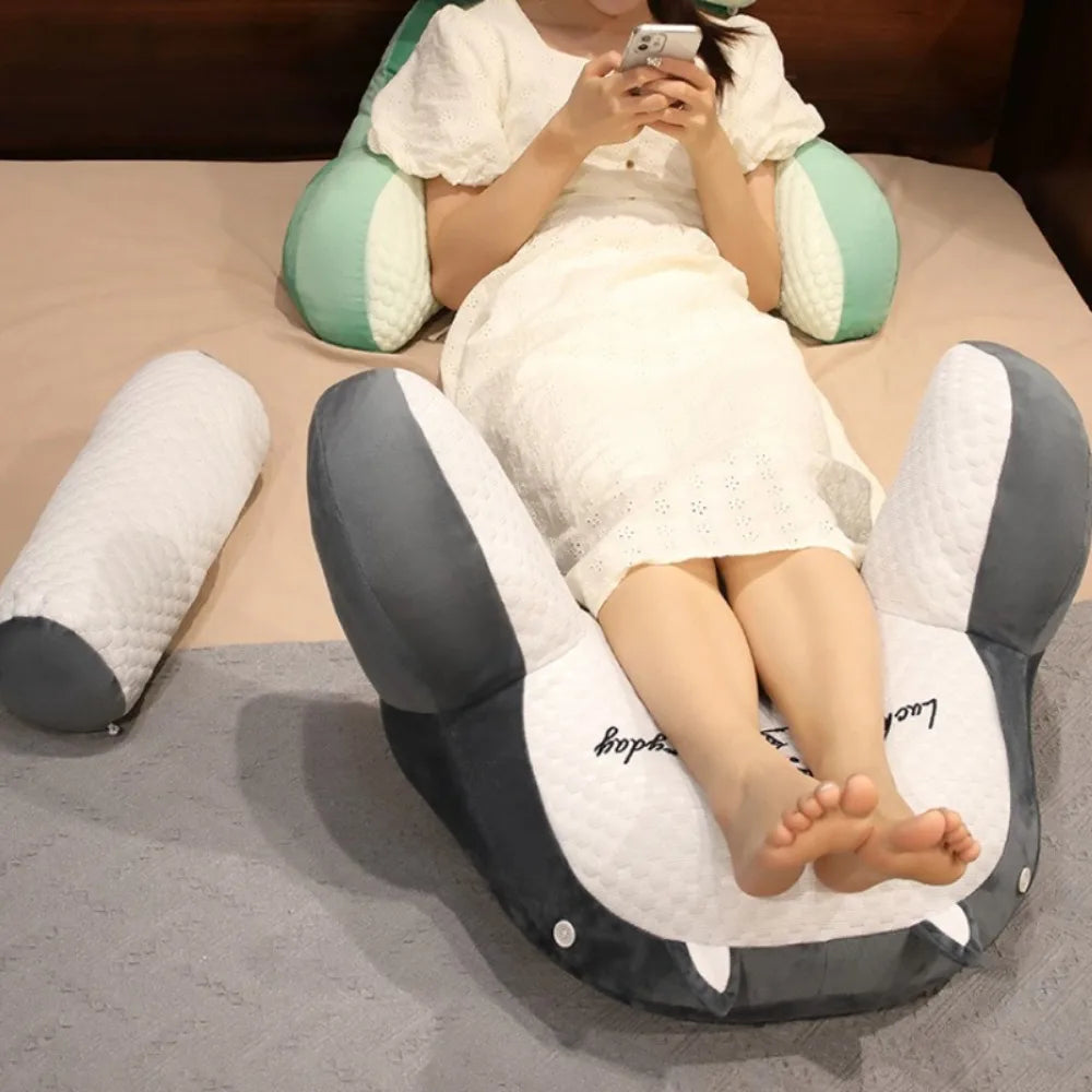 Adjustable Reading Pillow Back Support Cushion – Quilted Ergonomic U-Shape Pillow for Bed, Sofa & Floor, 24 x 16 in (60 x 40 cm), Gray