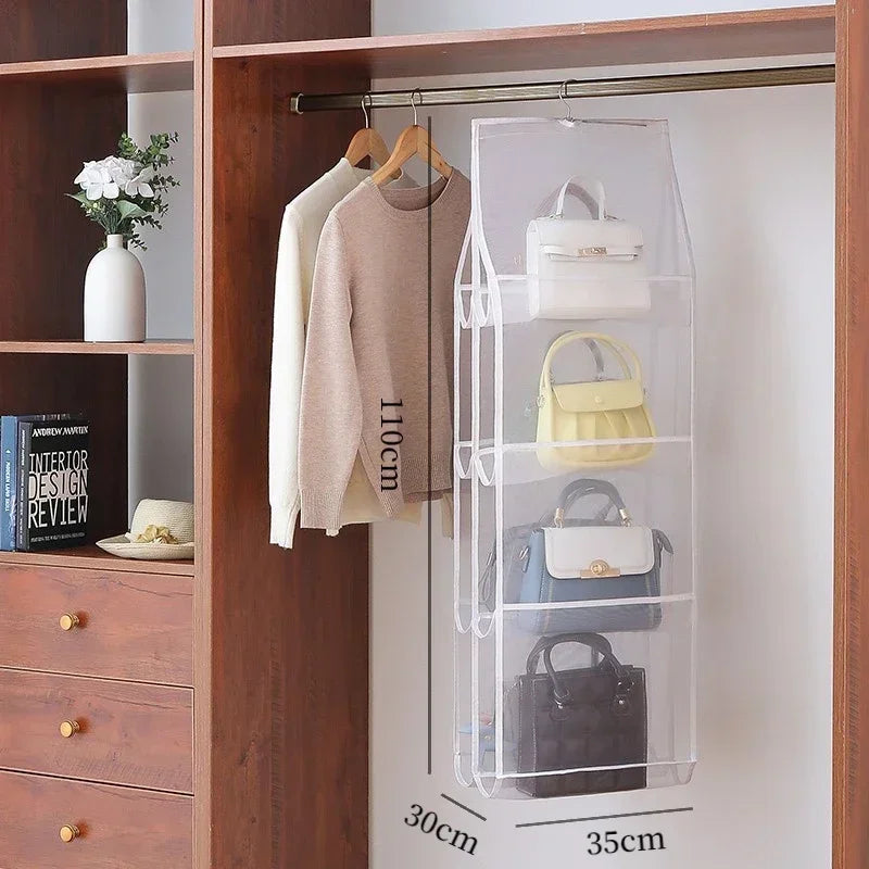 Hanging Bag Organizer 3/4-Layer Transparent Dust-Proof Storage, 36 x 110 cm (14.2 x 43.3 in) - 1-Pack