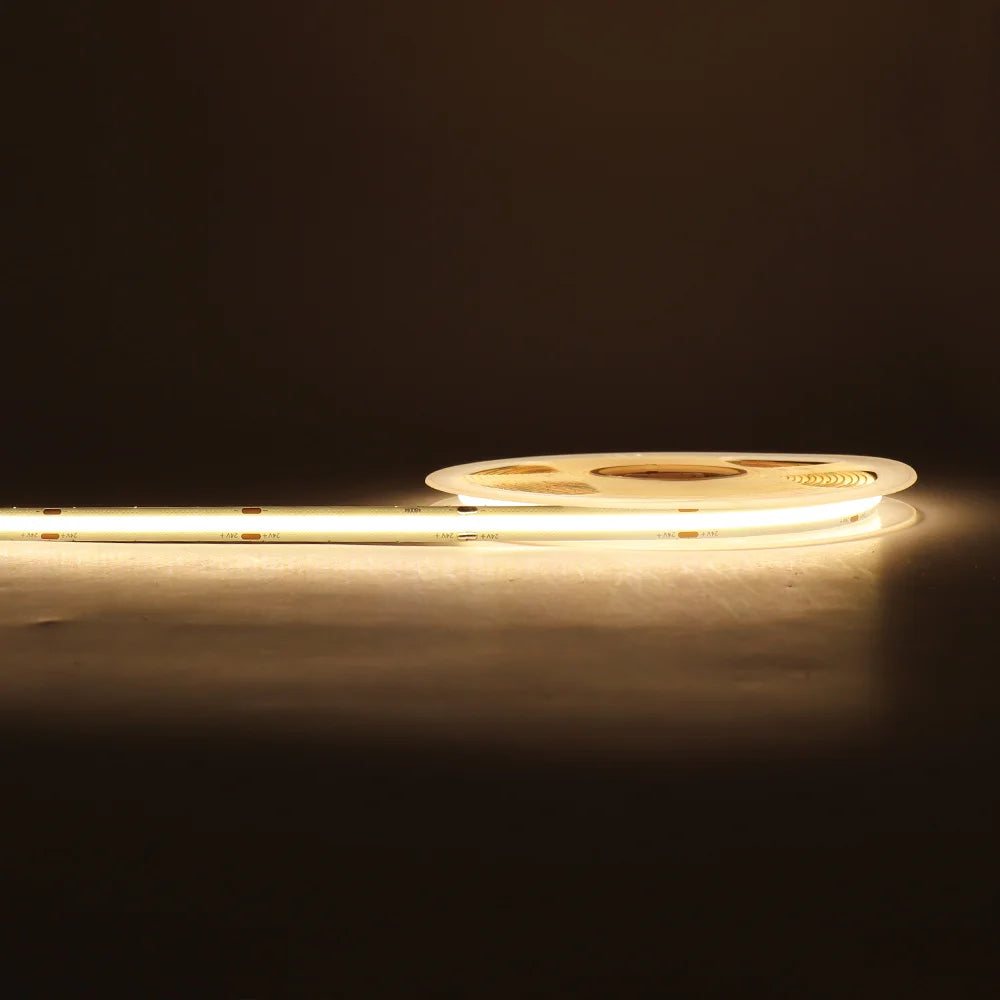 COB LED Strip Light 12V/24V — 3mm 5mm 8mm 10mm PCB Flexible Tape, High CRI >90, RGB & Warm/Cool White (3000K/4000K/6000K)