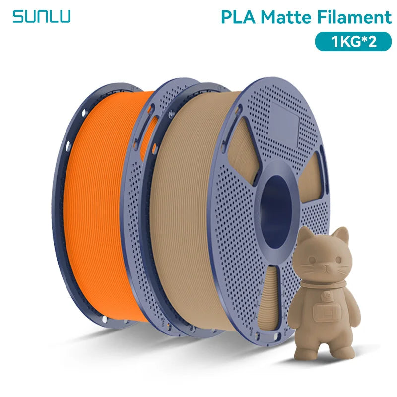 PLA Matte Filament 1.75mm 1kg Spool (2.2 lb) 2-Pack, Matte Finish Neatly Wound for FDM 3D Printers