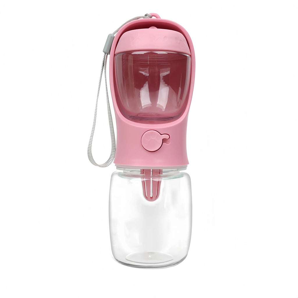 Portable Pet Water Bottle with Built-In Food Storage - Travel Dog & Cat Feeder Bowl