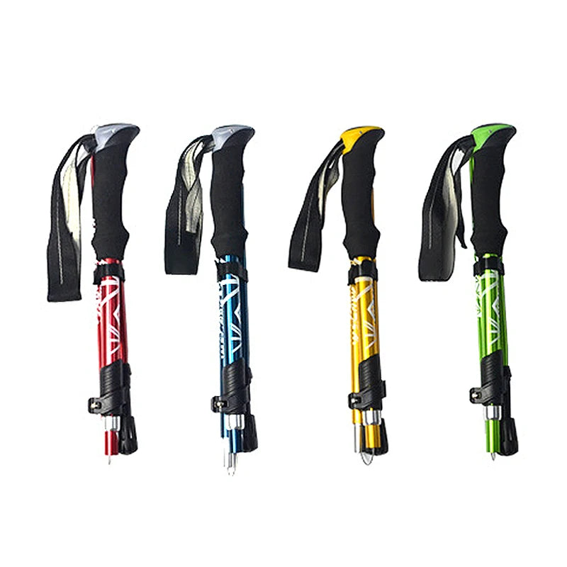 51 in (130 cm) 5-Section Foldable Telescopic Trekking Pole Carbon Steel Hiking Stick Portable Walking Cane for Camping Nordic Walking Seniors