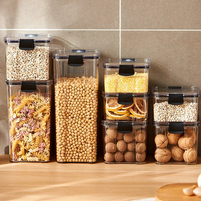 Airtight Plastic Pantry Storage Jars - Sealed Kitchen Canisters (460ml–1800ml / 15.6–60.8 fl oz)